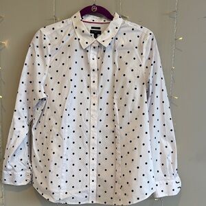 Talbots Black and White Polka Dot Button Down Shirt